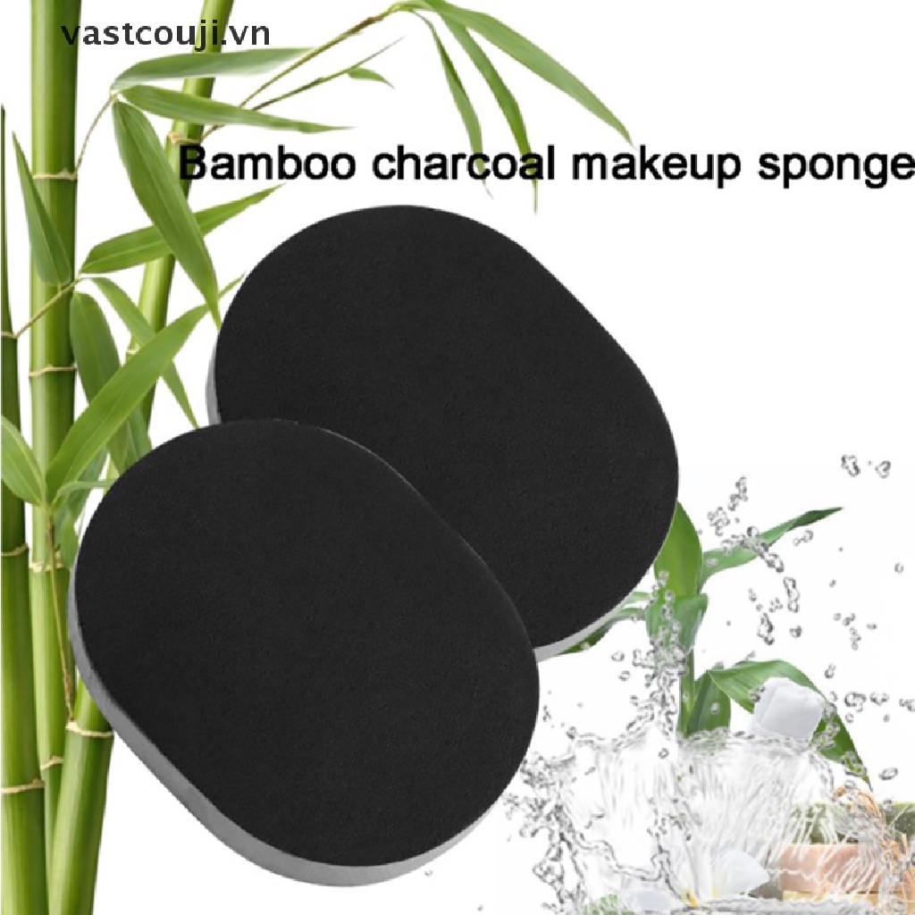 [Hàng mới về] Mút rửa mặt than tre hoạt tính màu đen làm sạch da mặt