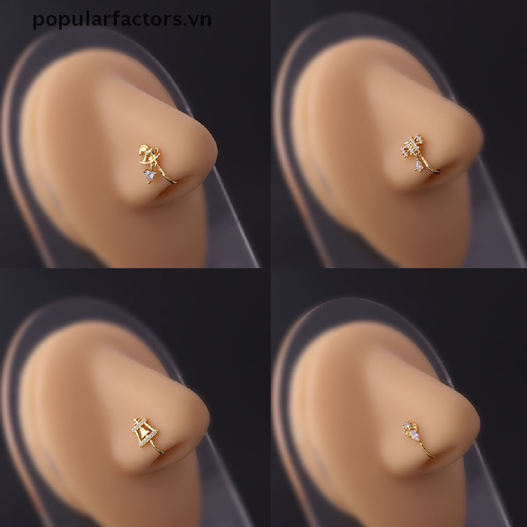 Khuyên mũi giả dạng kẹp bằng thép không gỉ