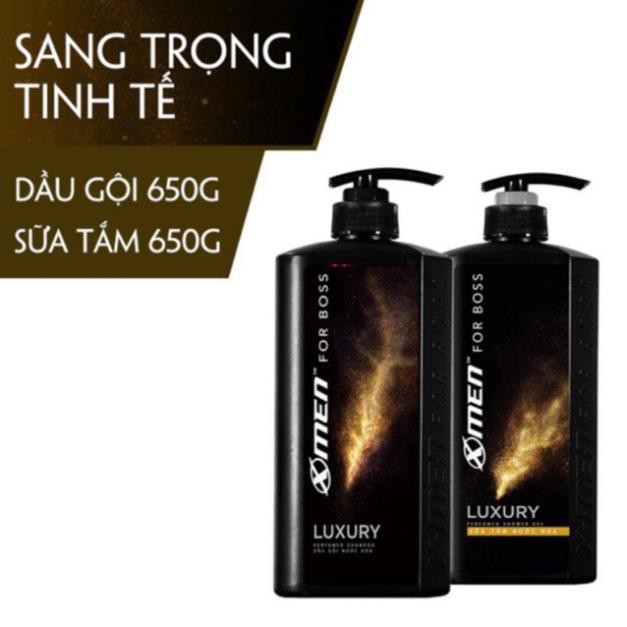 Combo Dầu gội X-Men For Boss Gold Luxury nước hoa nước hoa 650g và sữa tắm 650g(mầu vàng)