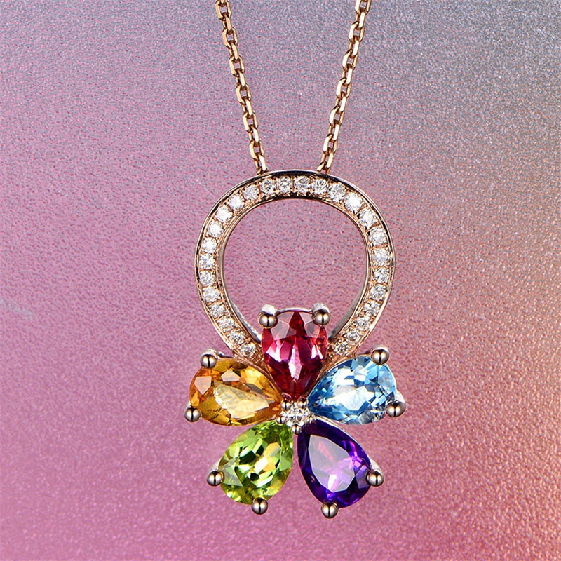 vòng cổ Mặt Hoa Đính Đá Thời Trang Cho Nữ