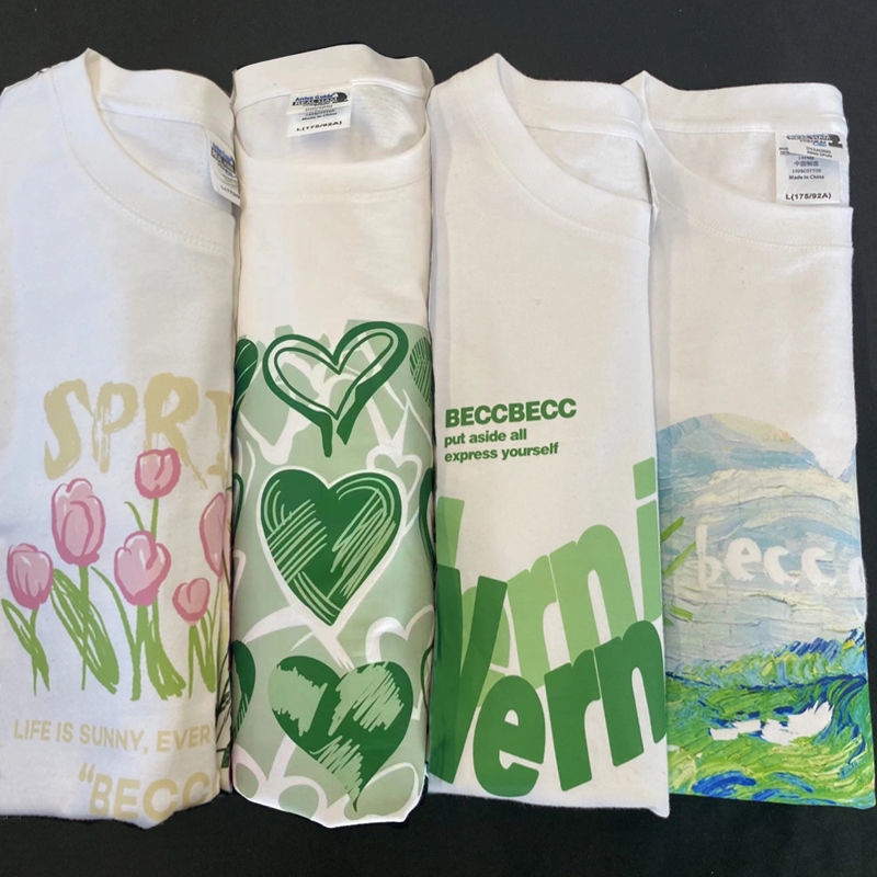 Áo Thun 100% Cotton Tay Ngắn Dáng Rộng Màu Xanh Lá Phong Cách Thời Trang Mới Cho Học Sinh Nam Và Nữ