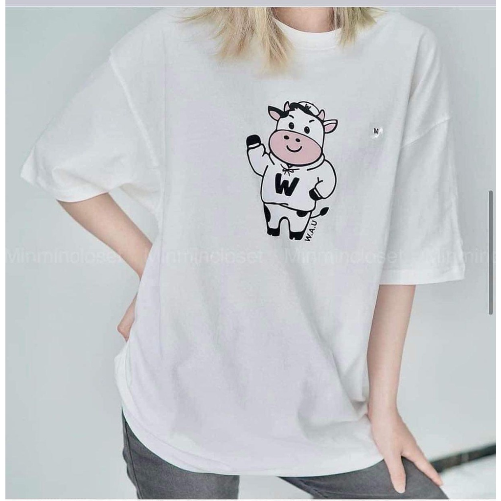 Áo phông trắng con bò Wha.our WH01+4% shopee