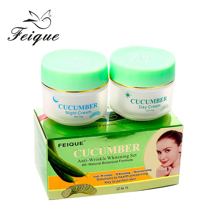 Bộ kem dưa leo Feique 2 trong 1 dưỡng ẩm làm trắng da chống nếp nhăn và tàn nhang
