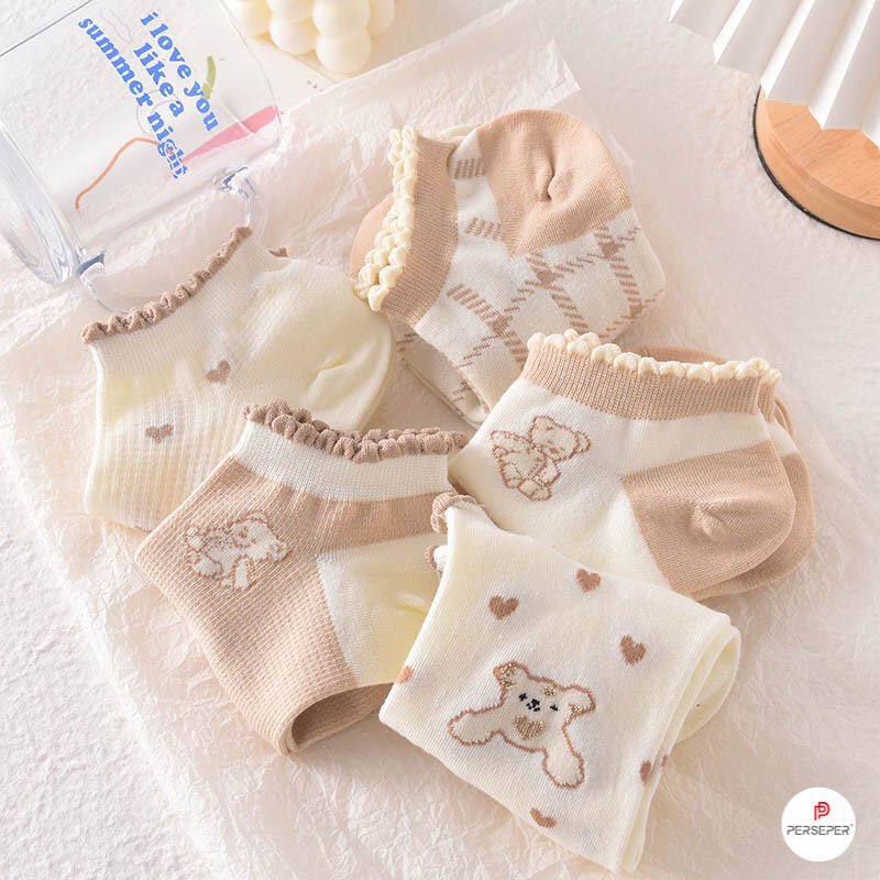 Tất cổ ngắn nữ, vớ nữ cổ bèo chất vải cotton co giãn bốn chiều thoáng khí