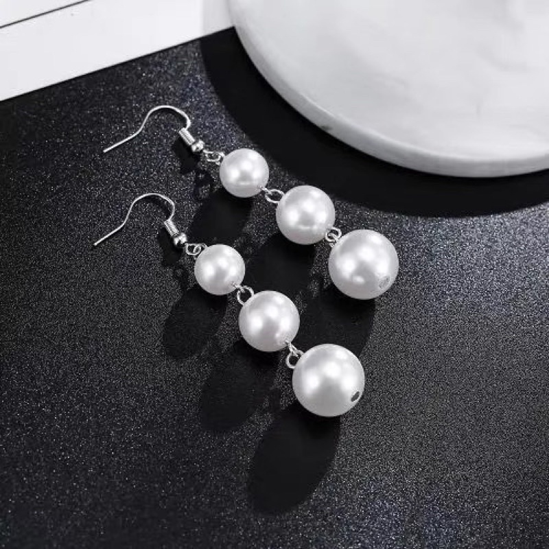 bông tai 3 hạt châu tiểu thư khuyên tai hạt xin xắn dễ thương