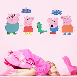 Miếng dán tường hình heo Peppa , dễ chùi rửa