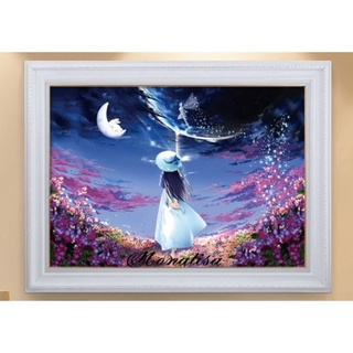 TRANH THÊU CHỮ THẬP CÔ GÁI MRW0582 (83X59) - tranh chưa thêu