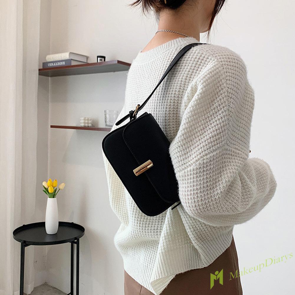 Túi đeo vai mini da PU màu trơn cổ điển cho nữ