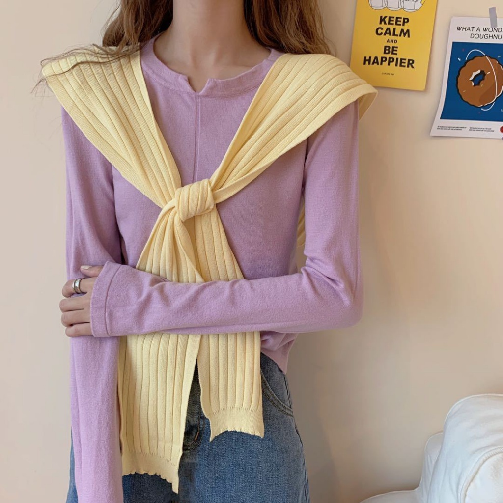 【Fation】Khăn choàng màu trơn thắt nơ xinh xắn hợp thời trang | BigBuy360 - bigbuy360.vn