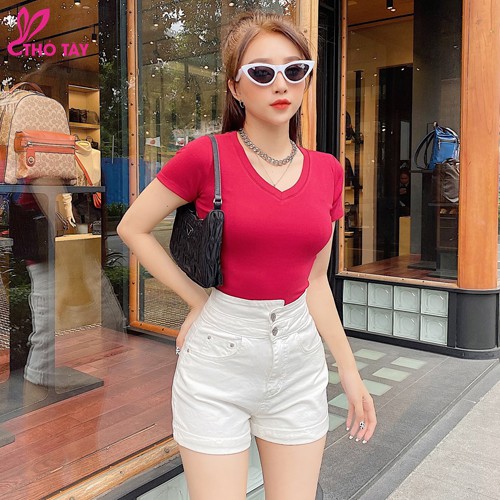 [Mã BMBAU50 giảm 7% đơn 99K] Áo thun nữ croptop cổ tim - THỎ TÂY | BigBuy360 - bigbuy360.vn
