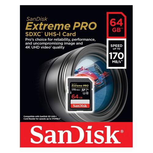 Thẻ nhớ SDXC SanDisk Extreme Pro 64GB UHS-I U3 4K V30 170MB/s (Đen)