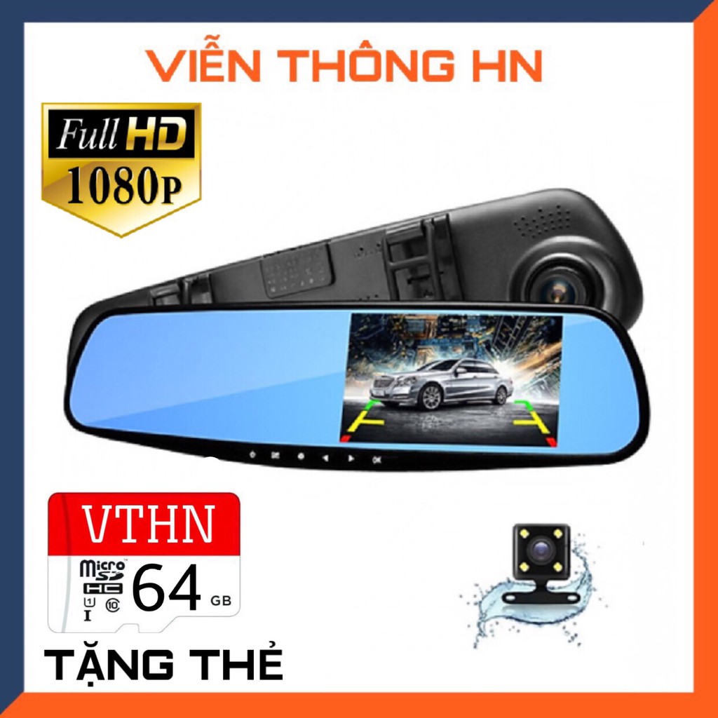 Camera hành trình ô tô xe hơi xe tải oto x700 dạng gương chiếu hậu màn full HD 1080P tích hợp camera sau lùi xe - thẻ 64