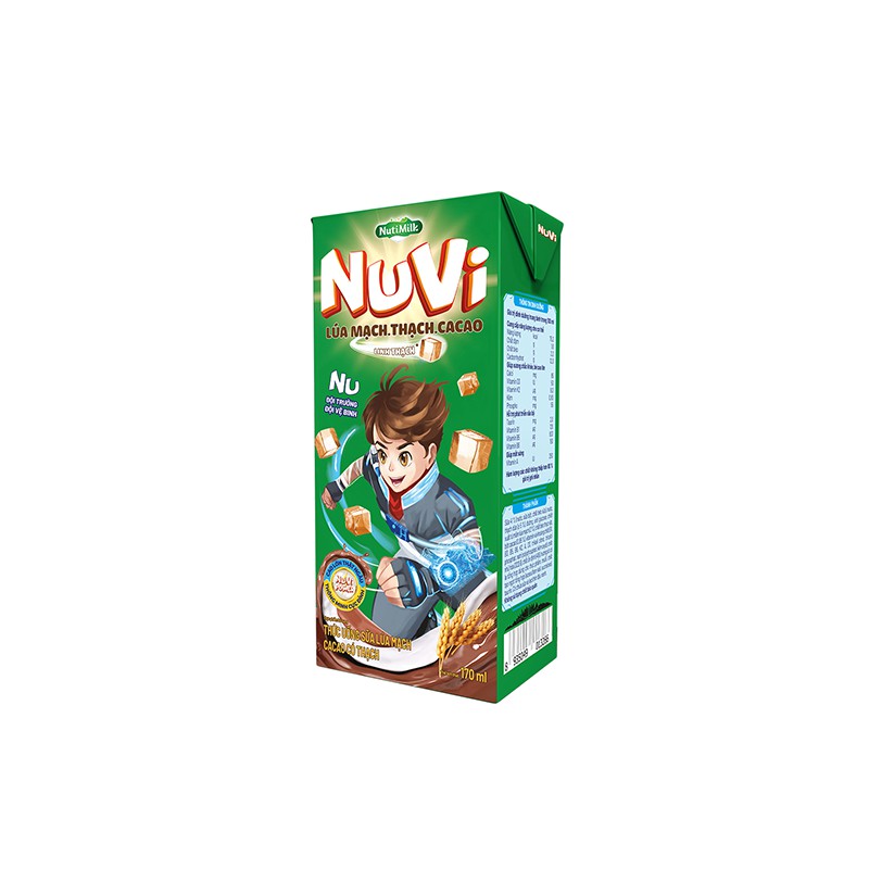 [Date mới] Sữa Nuvi ⚡NutiFood⚡ NuVi Sữa Lúa Mạch Thạch Cacao - Thùng 48 hộp x 170ml- Cao hơn, thông minh hơn