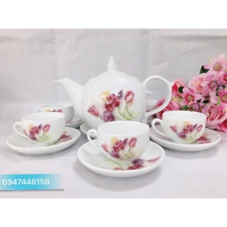 Bộ ấm chén Minh Long vẽ hoa ( tuỳ chọn các mẫu hoa )