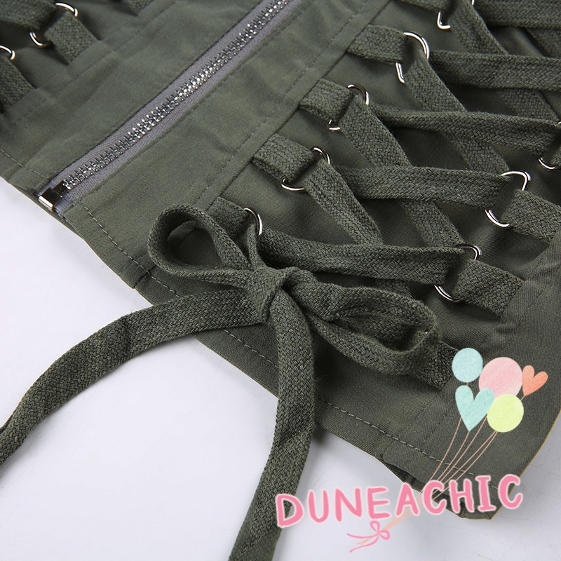 DUNEA Áo ống phối khóa kéo quyến rũ thời trang dành cho nữ