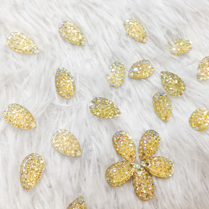 Hạt cườm 3d kết áo đính dài váy đầm hình giọt nước vàng