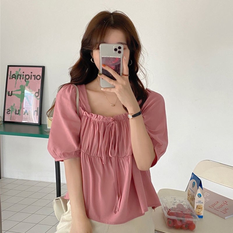 Áo kiểu BH cổ vuông phong cách Pháp ngọt ngào đáng yêu cho nữ