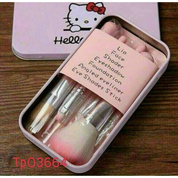 Bộ Cọ Makeup Hello Kitty Hộp Thiếc Mini Siêu Tiện Lợi