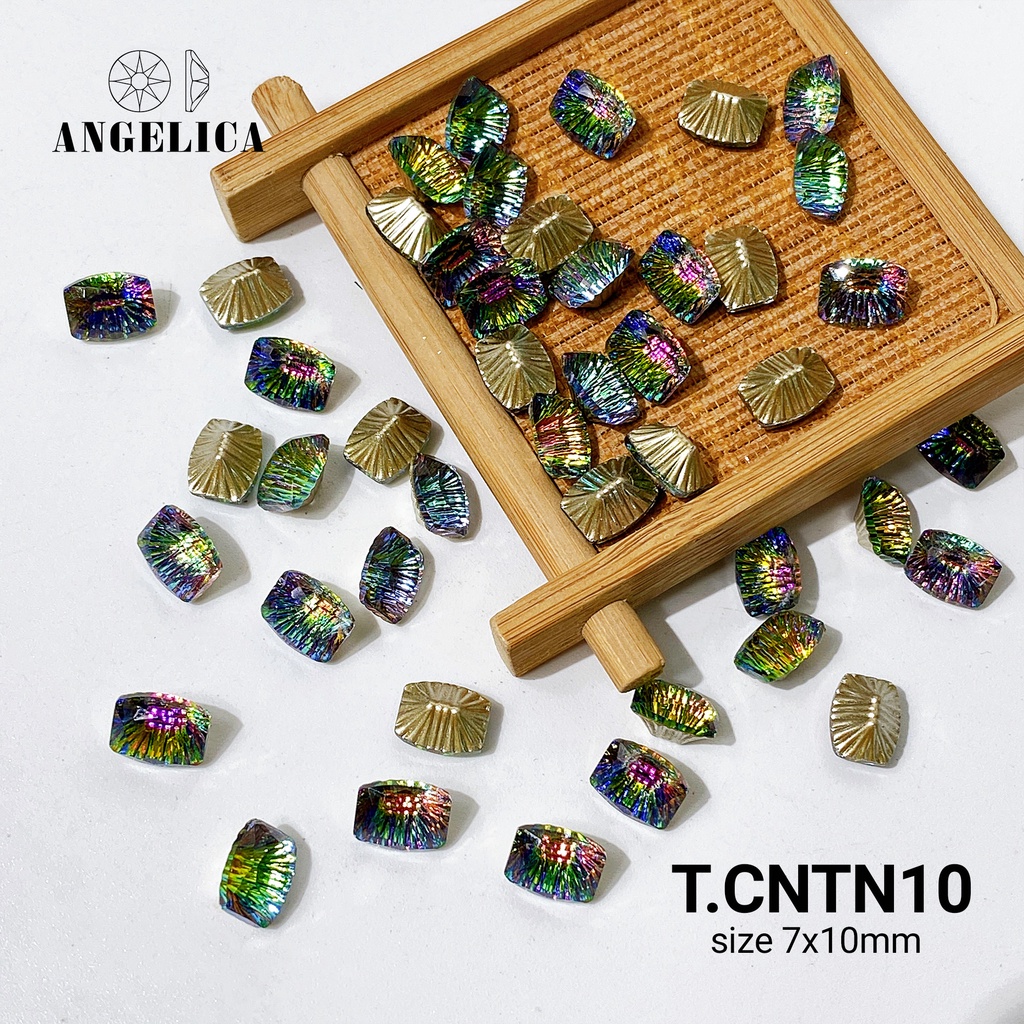 Túi 5 Viên Đá khối Nail Ngọc Hình Chữ Nhật Chân Vàng Trang Trí Móng ANGELICA T.CNTN