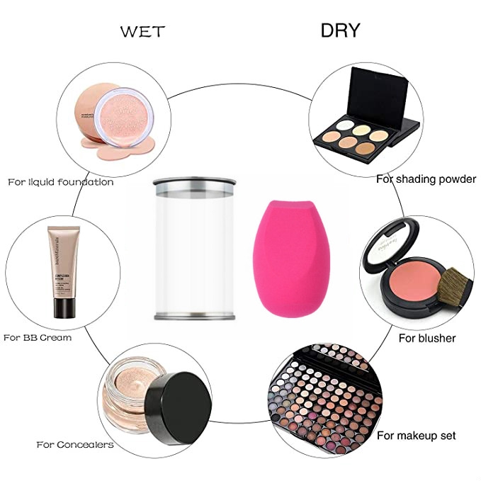 (hàng Mới Về) Set Mút Trang Điểm Kèm Mút Trang Điểm Hình Thùng Tròn Tiện Dụng