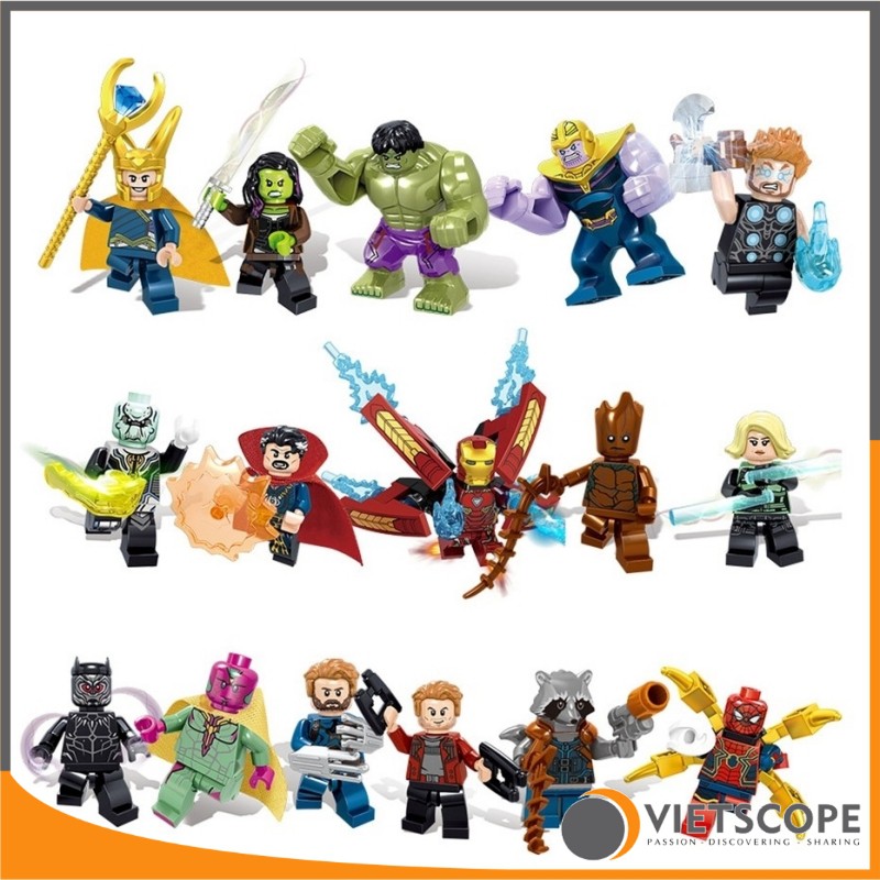 Trọn bộ 16 hộp lắp ráp nhân vật siêu anh hùng - Non lego - 8015