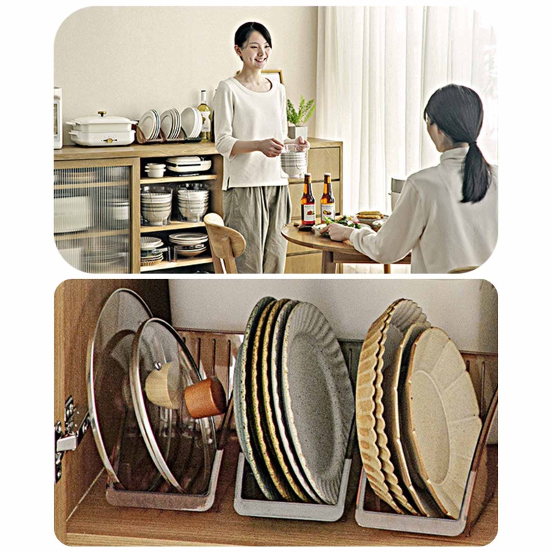 Giá Đỡ Chén Dĩa Bằng Nhựa Có Tay Cầm Tiện Lợi Dành Cho Nhà Bếp