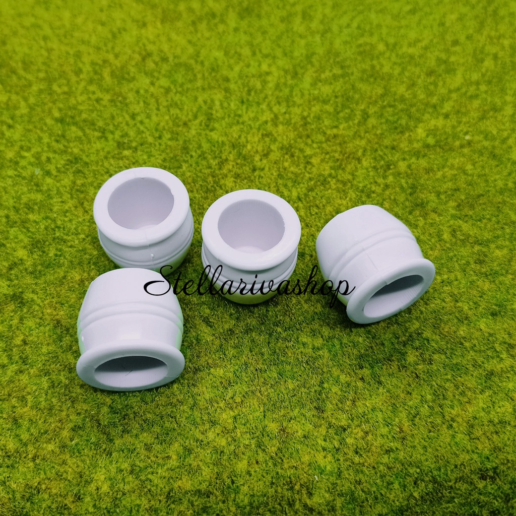 Mô hình các chậu cây trắng PVC làm tiểu cảnh terrarium/ mô hình trang trí nhà tăm tre