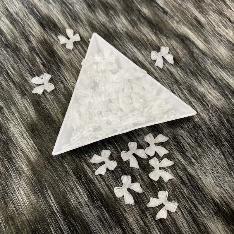 Charm thạch nơ trắng phong cách nail hàn nhật