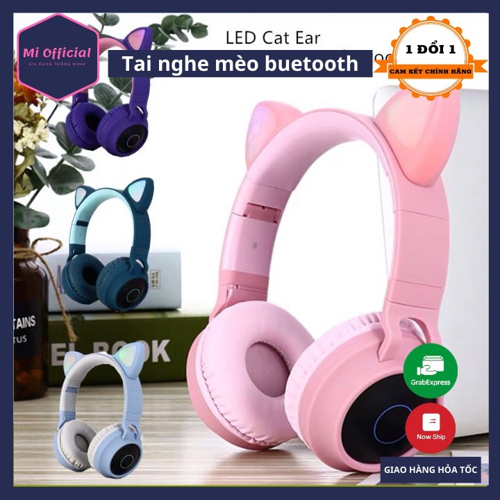 Tai Nghe Mèo Bluetooth, Headphone Tai Mèo (Có Mic, Bass Và Pin Khủng 400mAh- BH 12 tháng)