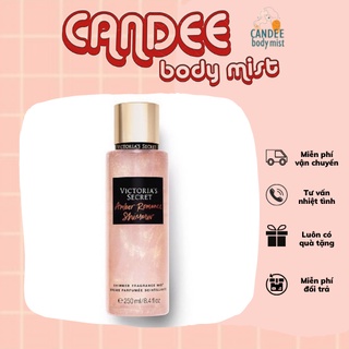 Body mist xịt thơm Victoria’s Secret 250ml 𝐀𝐦𝐛𝐞𝐫 𝐑𝐨𝐦𝐚𝐧𝐜𝐞 𝐬𝐡𝐢𝐦𝐦𝐞𝐫 (nhũ)