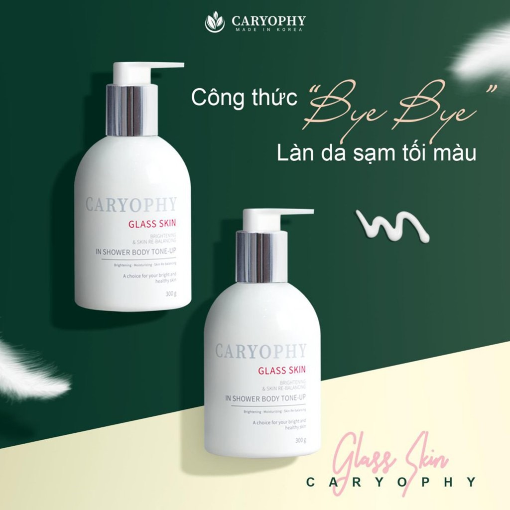 Kem Dưỡng Trắng Da Toàn Thân Caryophy Glass Skin Brightening & Skin Re-Balancing In Shower Body Tone-Up 300g