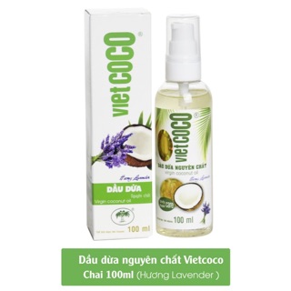Dầu dừa nguyên chất mỹ phẩm Organic Vietcoco hương lavender, chai vòi xịt, 100ml