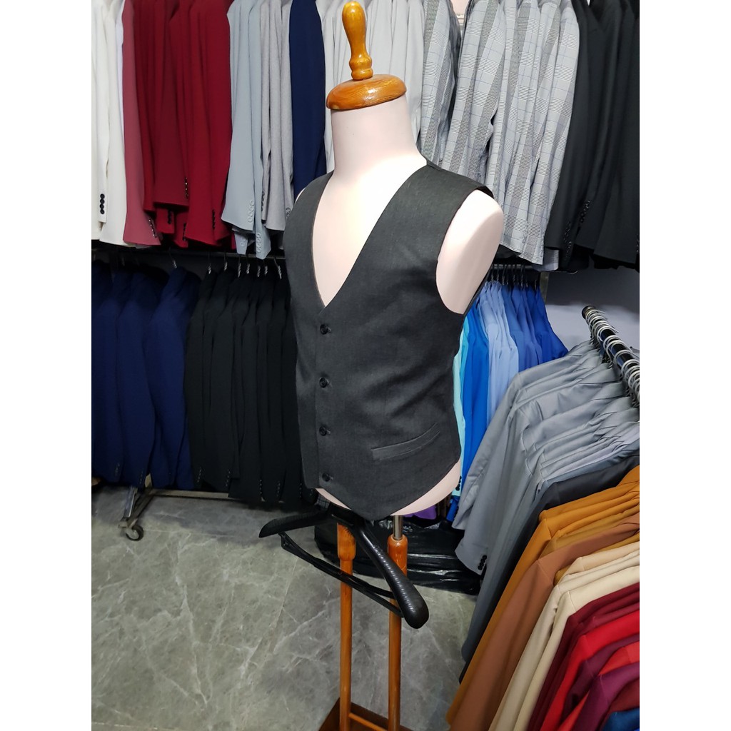 Áo gile nam ôm body màu xám đậm chất vải dày mịn | BigBuy360 - bigbuy360.vn