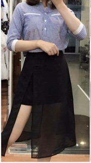 CHÂN VÁY MIDI XẺ TÀ
