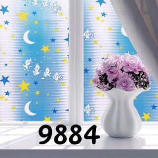 Decal dán kính, giấy dán kính hình trăng sao khổ 90cm. Mã 9884