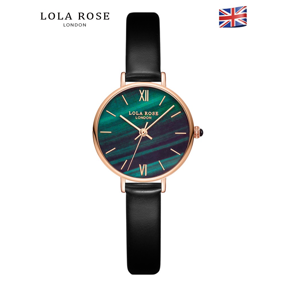 Đồng hồ Nữ cao cấp Lola Rose mặt tròn 30mm đá malachite may mắn thiết kế
