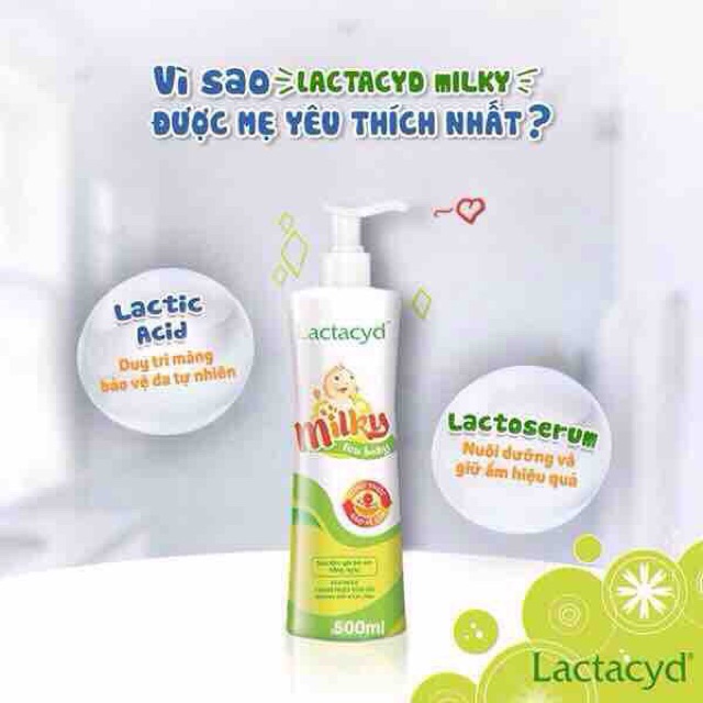 Sữa tắm gội trẻ em Lactacyd Milky (Chai 500ml)