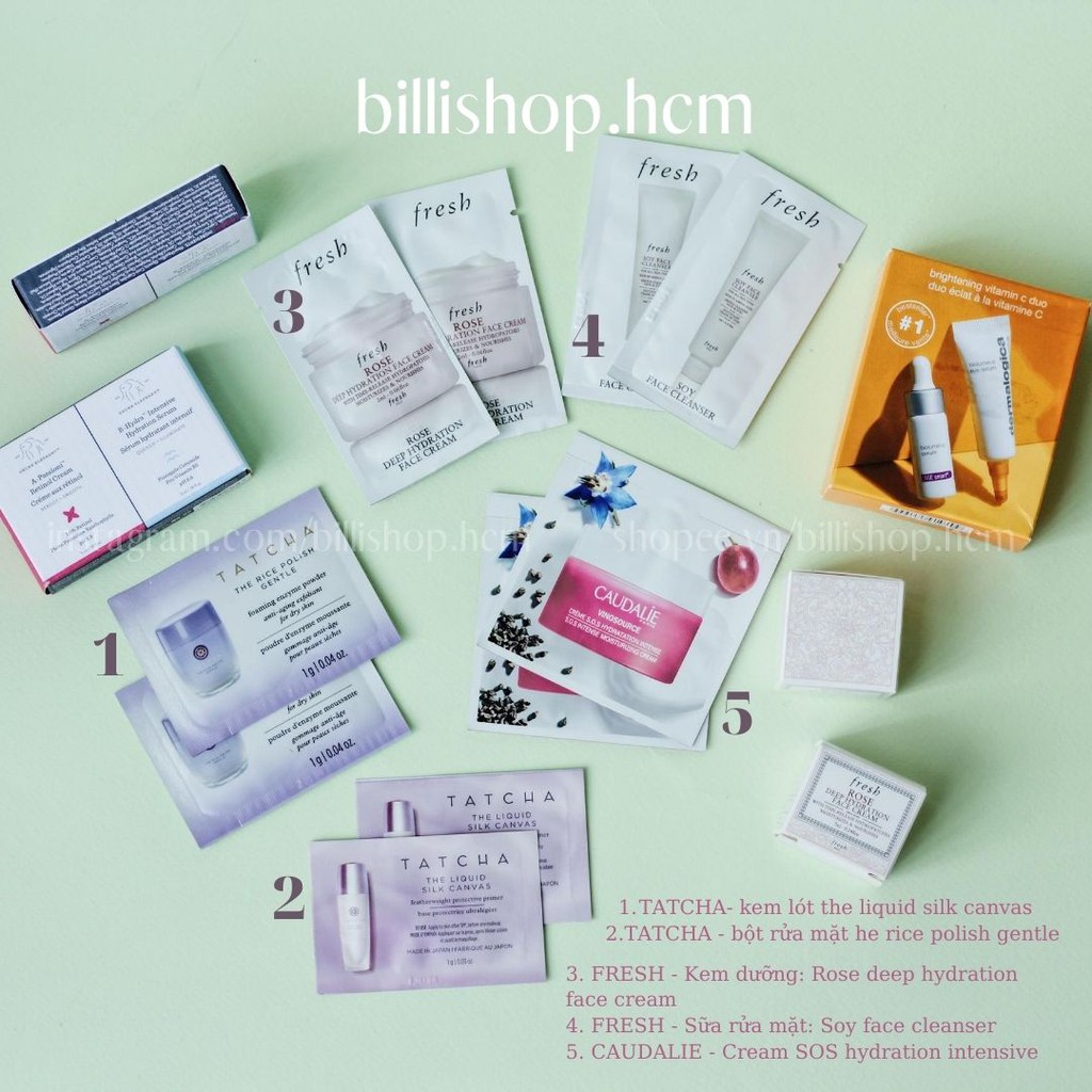 Sample dùng thử Fresh, Caudalie, Tatcha