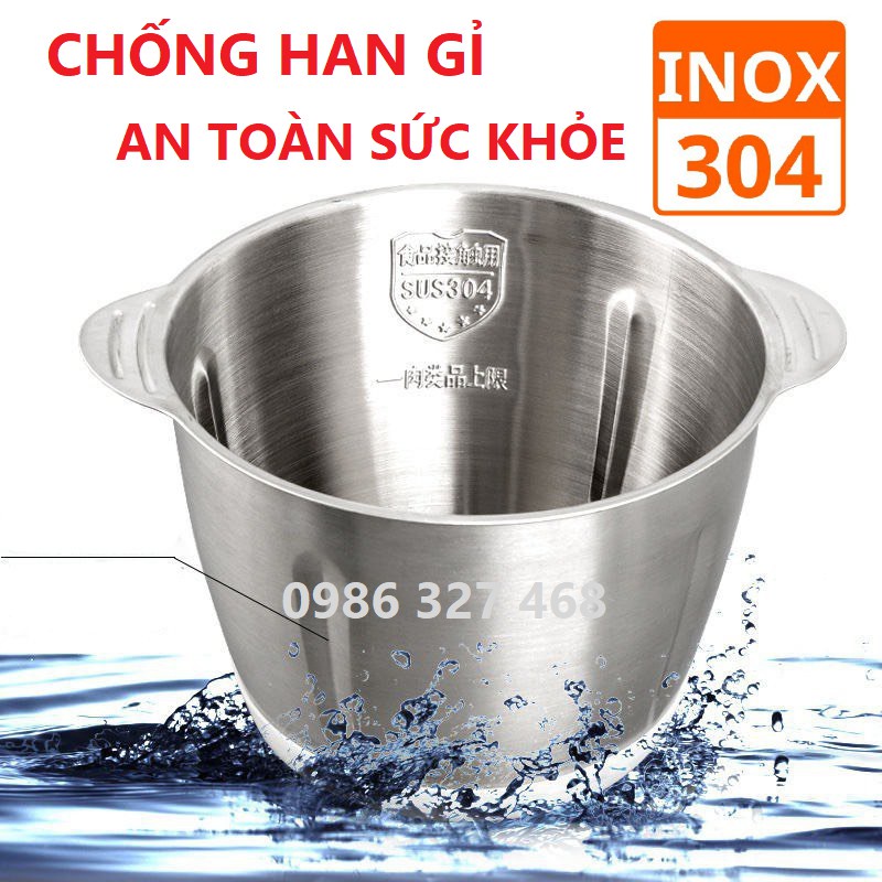 Máy Xay Thịt Cối Inox 304 Công Suất 250W 300W 4 Lưỡi, Máy Xay Thịt, Giò Chả, Tỏi Ớt Công Suất Lớn