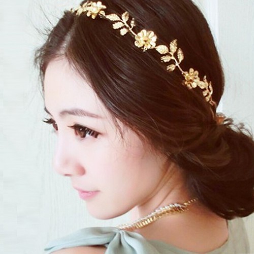 Vòng đội đầu kiểu hoa lá có đai thun đầy sang trọng cho nữ