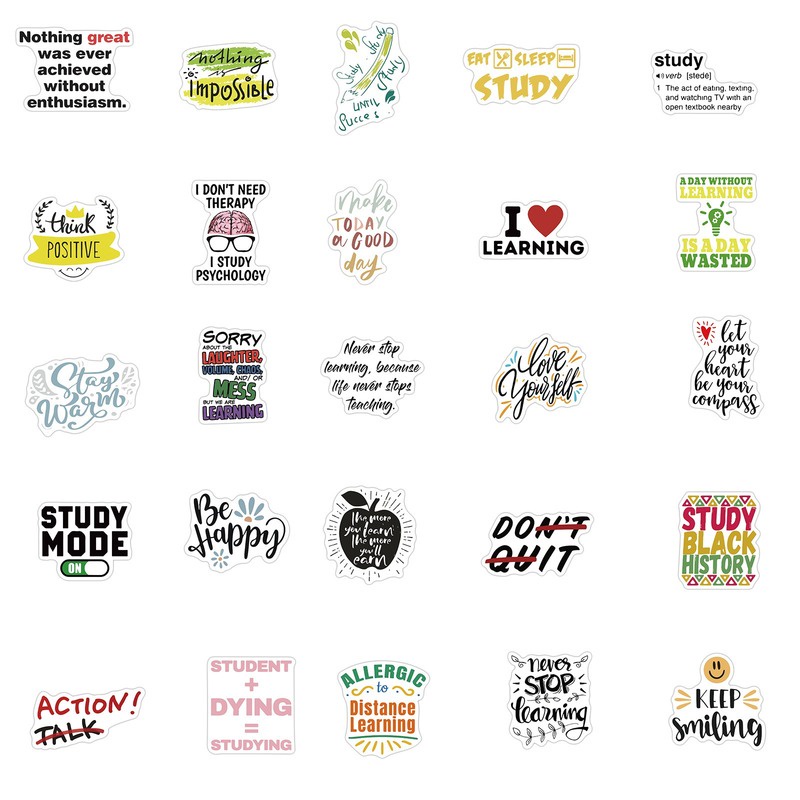 Set 50/ 25/ 10 miếng dán chữ tiếng anh chống thấm nước trang trí đa năng