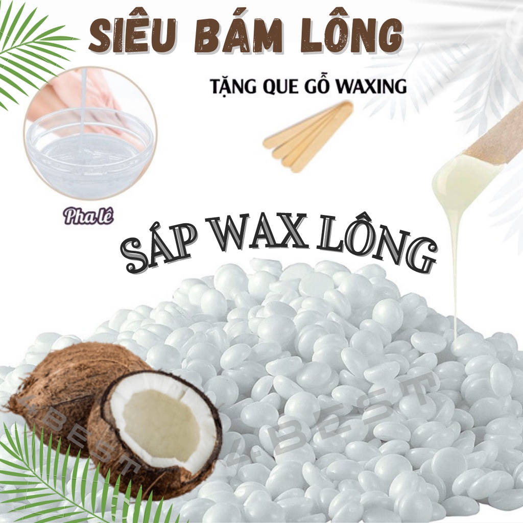 Sáp wax lông Nóng Premier nhập khẩu Siêu Bám Lông TẶNG QUE cho da nhạy cảm 100g | Hạt sáp wax lông dừa và trong