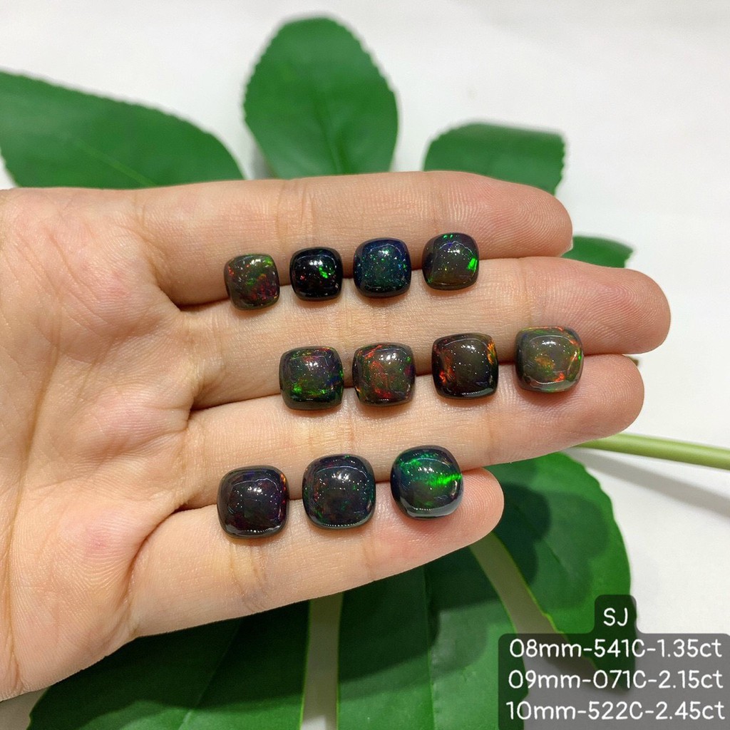 Mặt Đá Opal Xanh Lửa Vuông-Chữ Nhật 3 Size 8-9-10mm