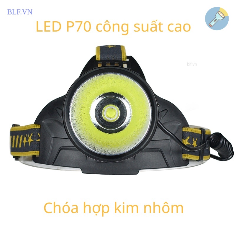 Đèn đội đầu chiếu xa W644 2400 lumen 18650 chóa nhôm led P70 20W