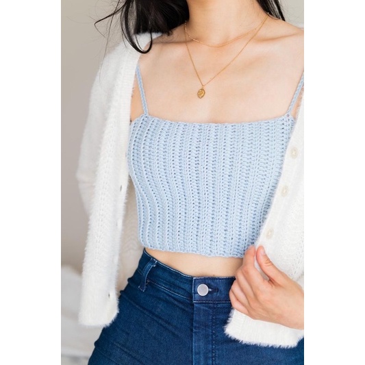 Crochet Basic Croptop-Áo len móc đơn giản