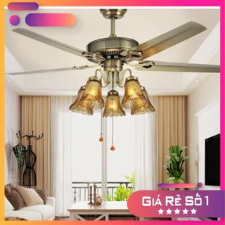 Quạt trần - Quạt trần đèn - Quạt trần trang trí-Quạt đèn trang trí nội thất - tặng kèm bóng