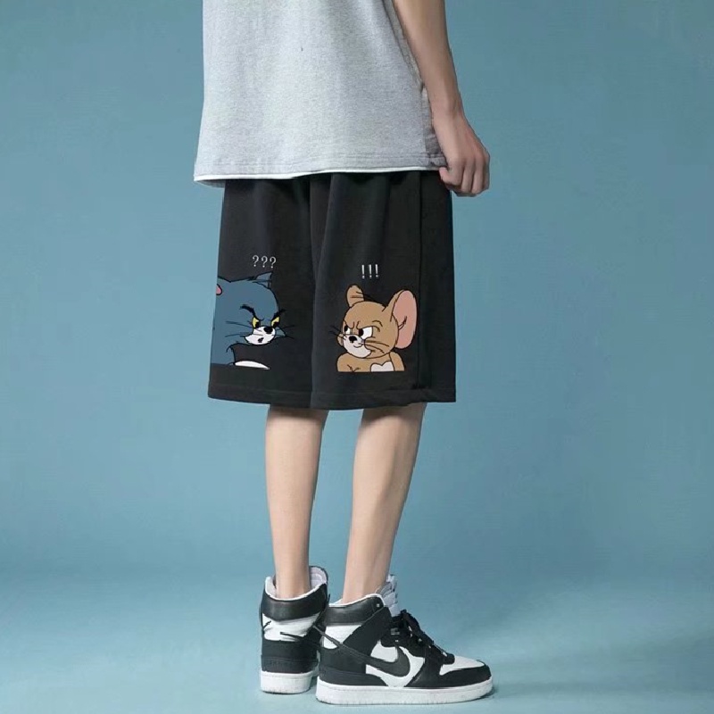 Quần short thể thao dáng rộng in hình hoạt hình phong cách Nhật Bản thời trang mùa hè dành cho nam M-8XL