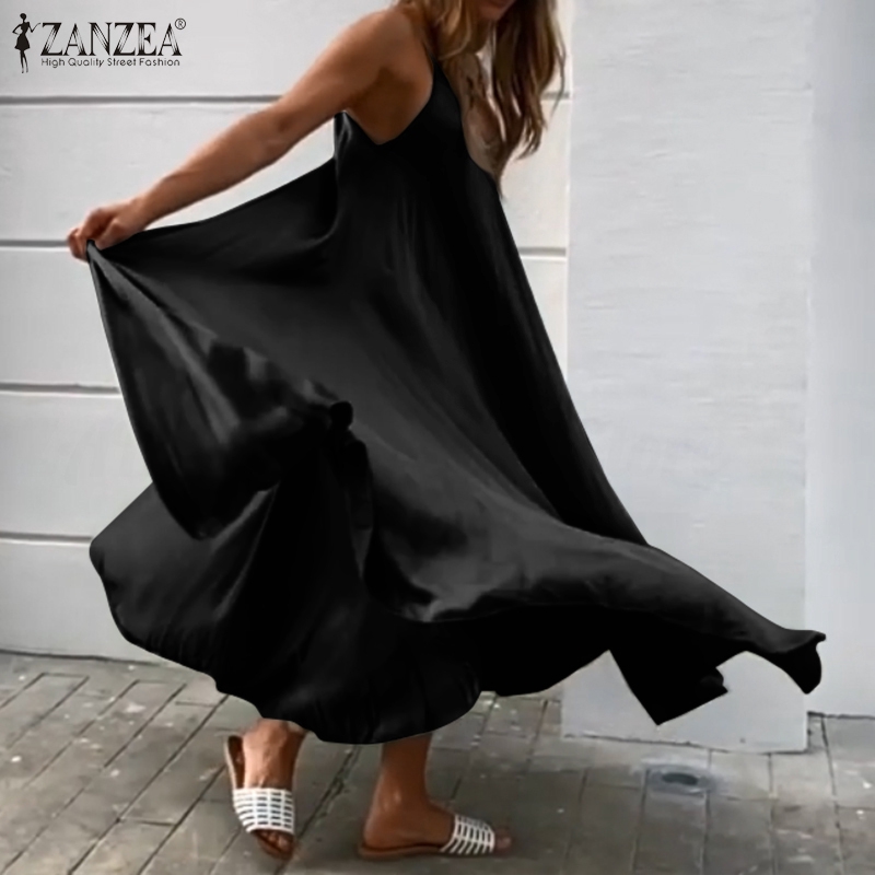 ZANZEA Đầm Dài Hai Dây Thời Trang Nữ Tính