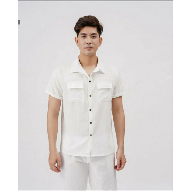 Áo Đũi Nam Cổ Bẻ Sơ Mi Đũi Áo Ngắn Tay Nam có cổ túi hộp Hana AD18