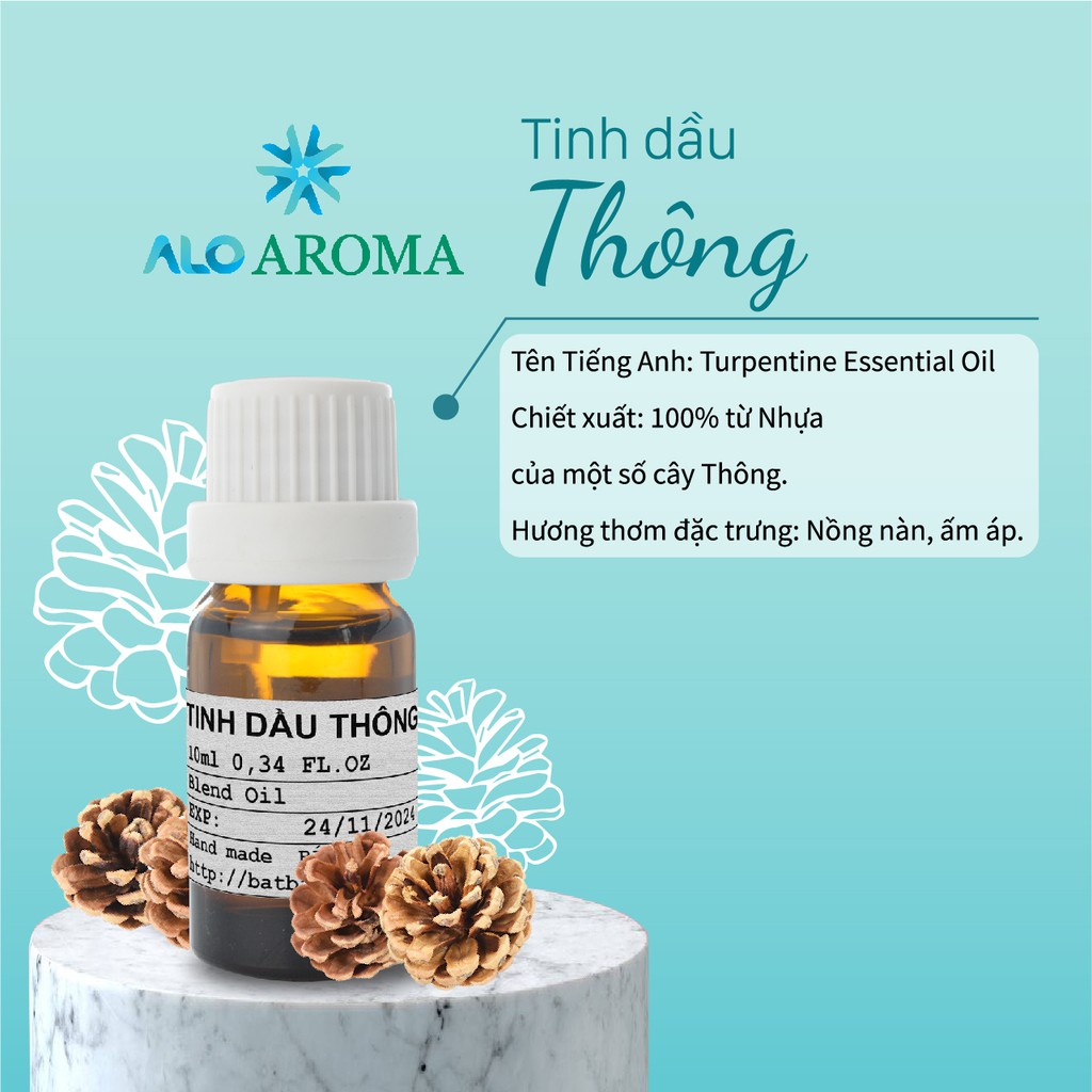 Tinh Dầu Thông Thiên Nhiên đuổi muỗi, côn trùng Turpentine Essential Oil AloAroma